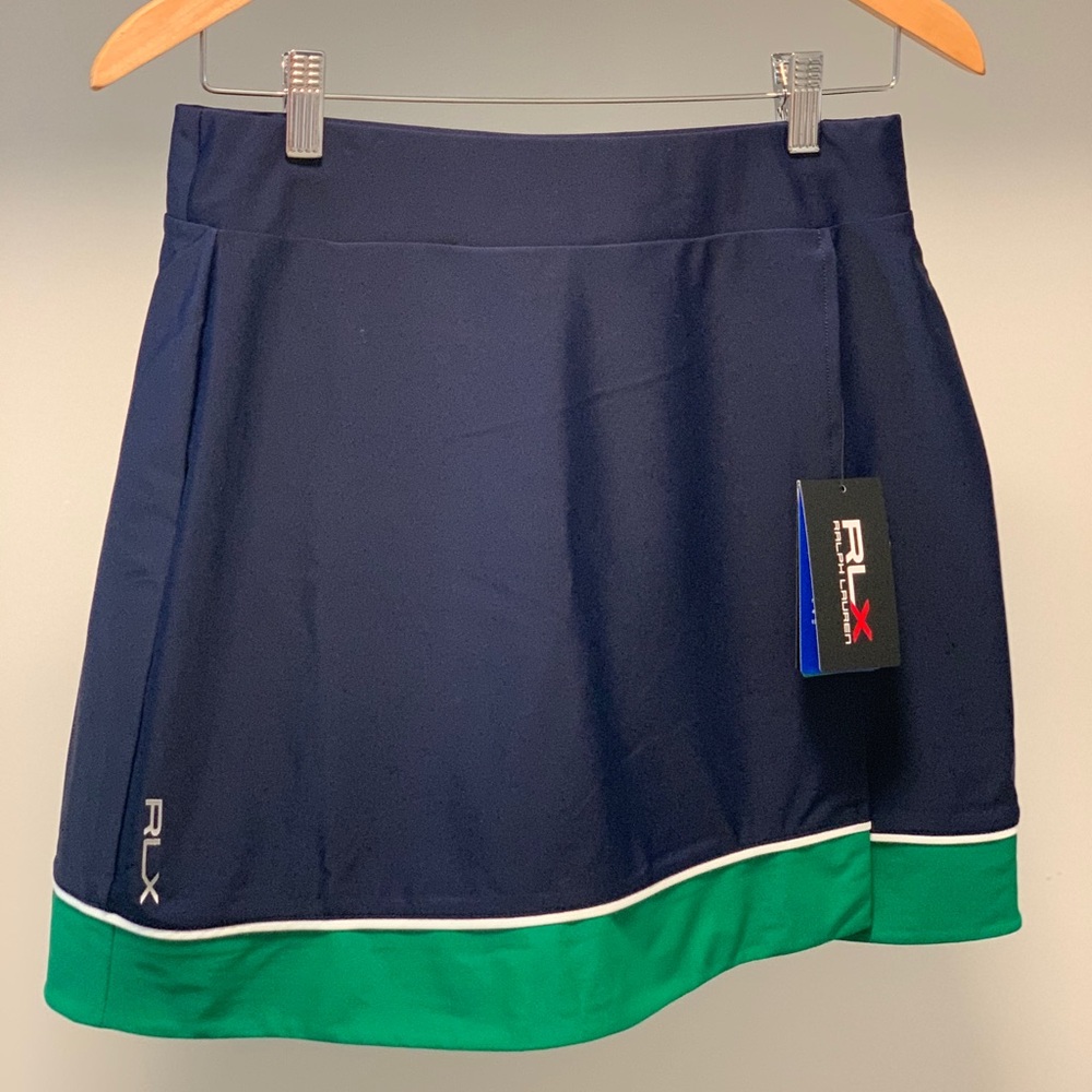 RLX Ralph Lauren: RLX Golf & Tennis Faux Wrap Miniskort Navy Green Small NWT